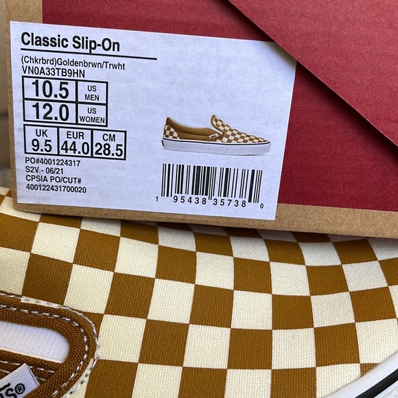 Vans Classic Slip-On Checkerboard Golden Brown/True White MENS - Picture 16 of 16